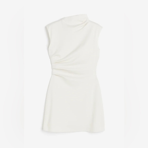 H&M Draped Asymmetrical White Dress- Small - Picture 8 of 10